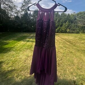Purple Sequin Halter Dance Costume